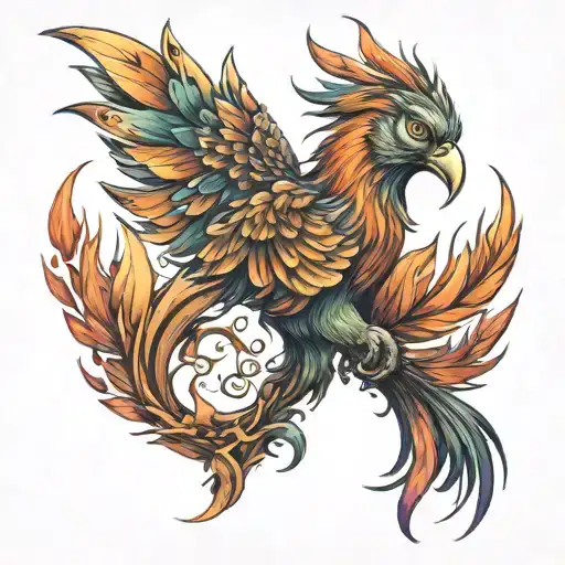 Phoenix bird tattoo design idea