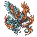 Phoenix bird tattoo design idea