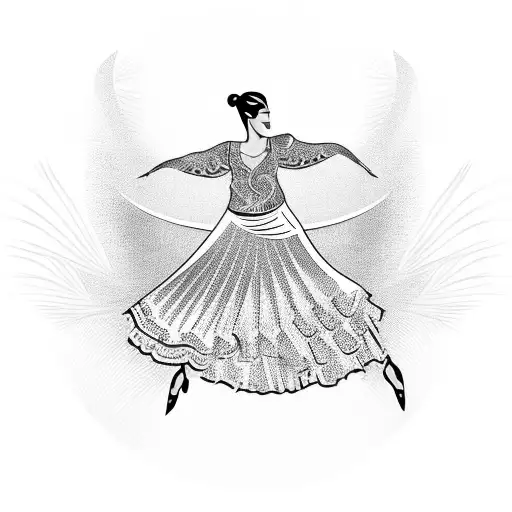 Flamenco dancer with a palm tree background tattoo design idea