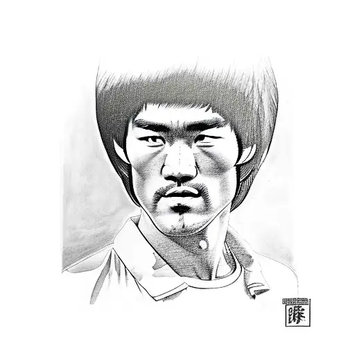 Bruce lee with be like water message  tattoo design idea