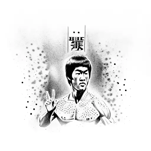 Bruce lee with be like water message  tattoo design idea