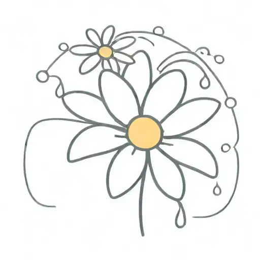 small daisy with rain drop falling tattoo design idea