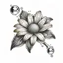 small daisy with rain drop falling tattoo design idea