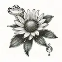 small daisy with rain drop falling tattoo design idea