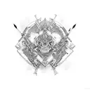 gemini trash polka tattoo design idea