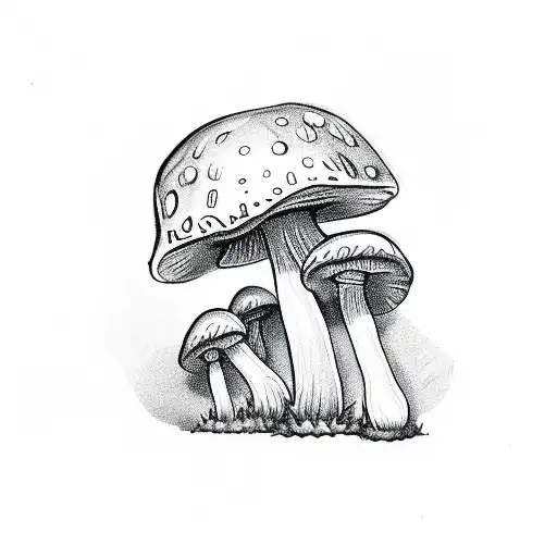 mushroom, music, brick tattoo design idea