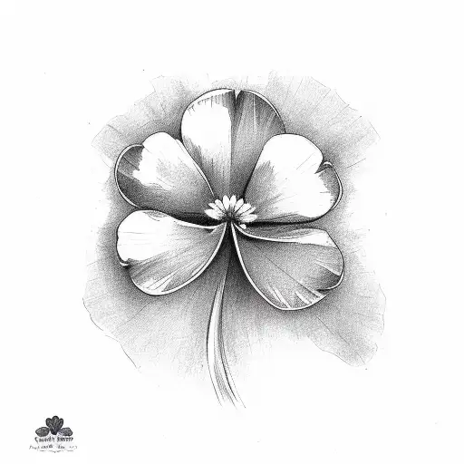 california poppy and 4 leaf clover tattoo design idea