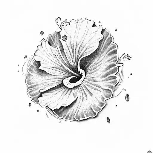 Hibiscus surrounded by clovers tattoo design idea