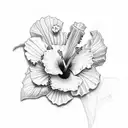 Hibiscus surrounded by clovers tattoo design idea