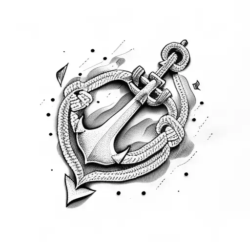 anchor with rope  tattoo design idea