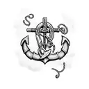 anchor with rope  tattoo design idea