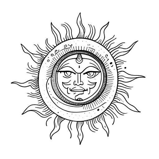 sun and moon tarot card tattoo design idea