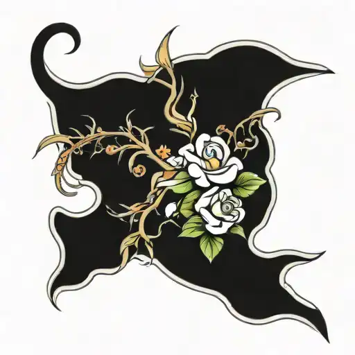 tcb and flowers intertwined tattoo design idea