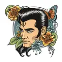 elvis logo  and flowers intertwined tattoo design idea
