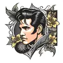 elvis logo  and flowers intertwined tattoo design idea