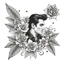 elvis and flowers tattoo design idea
