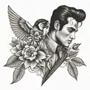 elvis and flowers tattoo design idea