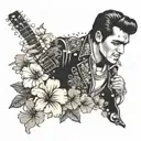 elvis and flowers tattoo design idea