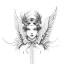 angel with red ribbon covering eyes tattoo design idea