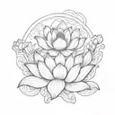 lotus flowers blooming from a volcano with smoke rings tattoo design idea