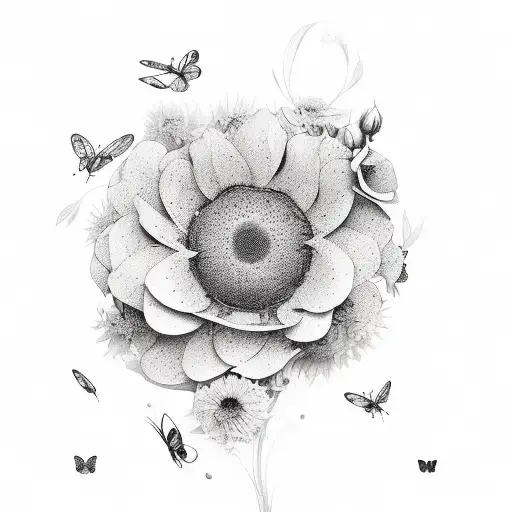 the name Hassani with flowers and butterflies  tattoo design idea