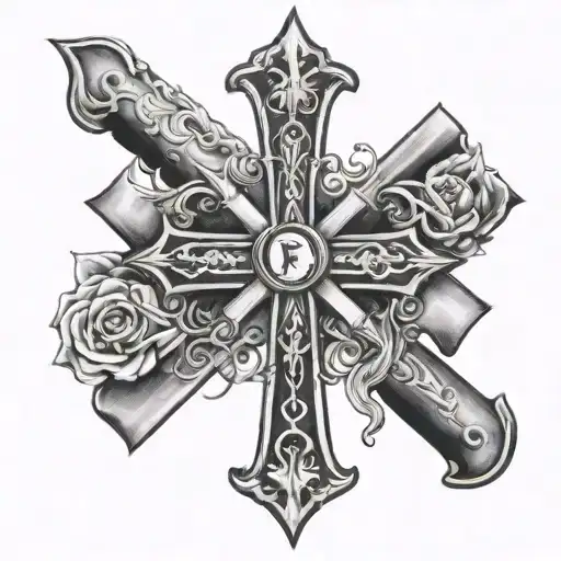 cross surrounded ride or die " wrote  nan grandad mum dad lochlan letty faye leah lois wrote  tattoo design idea