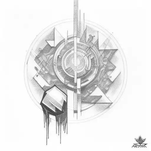 A combination tattoo with aspects of the following three bands: Radiohead, The Smiths and Daft Punk in black and white  tattoo design idea