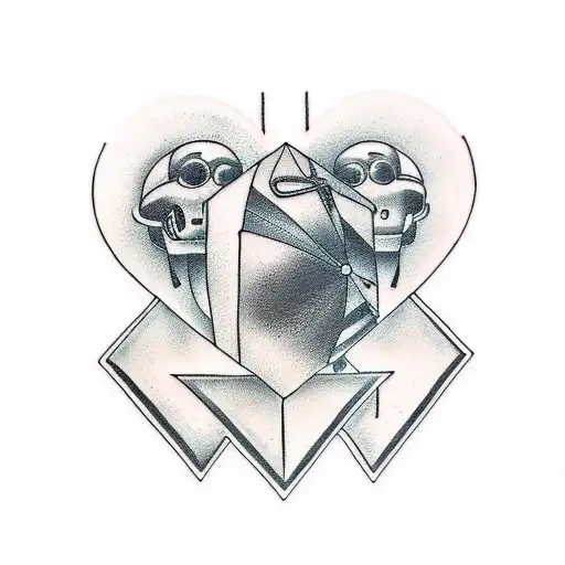 A combination tattoo with aspects of the following three bands: Radiohead, The Smiths and Daft Punk in black and white  tattoo design idea