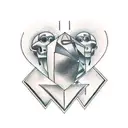 A combination tattoo with aspects of the following three bands: Radiohead, The Smiths and Daft Punk in black and white  tattoo design idea