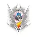 A combination tattoo with aspects of the following three bands: Radiohead, The Smiths and Daft Punk in black and white  tattoo design idea