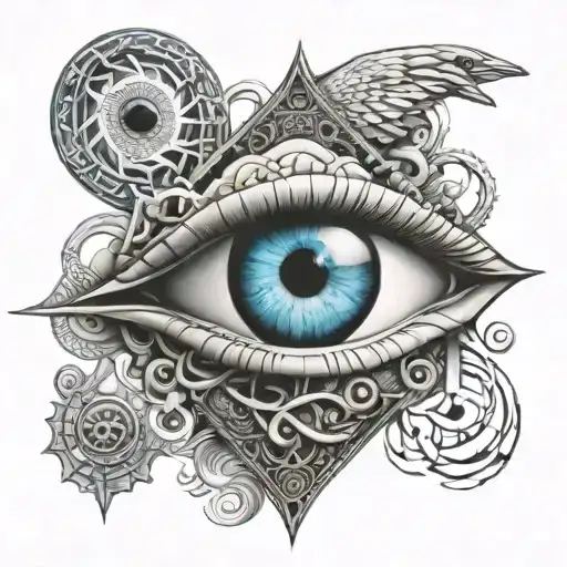 infinity and all seeing eye integrated tattoo design idea