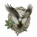 Celtic tree of life branch polish falcon tattoo design idea