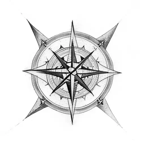 map of the world with a eight point compass rose over it and a phoenix with I love Gull   tattoo design idea