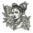 90s chola tattoo design idea