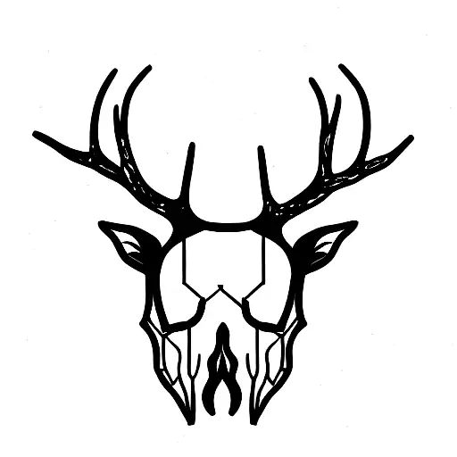 Deer skull wearing a crown of thorns tattoo design idea