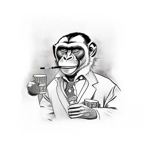 gta 5 monkey playing poker while smoking a cigar  tattoo design idea