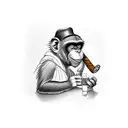 monkey smoking a cigar while playing poker tattoo design idea