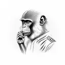 monkey smoking a cigar while playing poker tattoo design idea