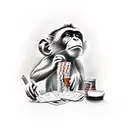 monkey smoking a cigar while playing poker tattoo design idea
