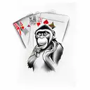 monkey smoking a cigar while playing poker tattoo design idea