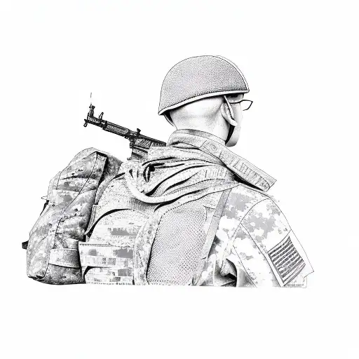 a soldier in a camouflage uniform tattoo design idea