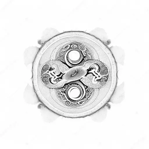 dragon with Yin yang symbol tattoo design idea