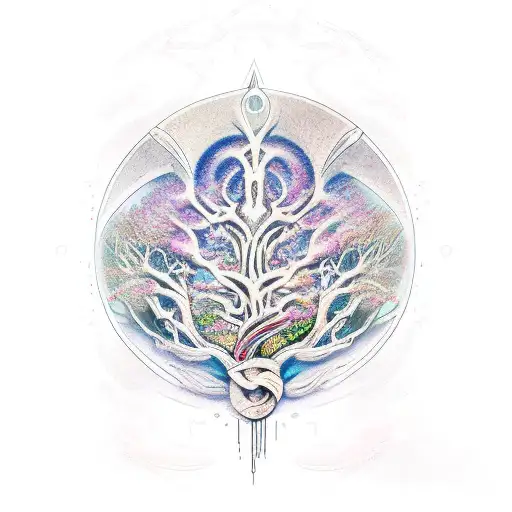 yggdrasil with carvings  tattoo design idea
