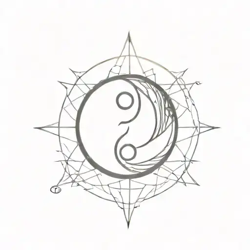 yin yang compass tattoo design idea