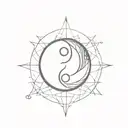 yin yang compass tattoo design idea
