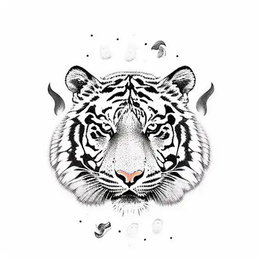 A tiger made of ice cream scoops with a cherry on top tattoo design idea
