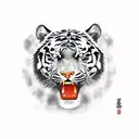 A tiger made of ice cream scoops with a cherry on top tattoo design idea