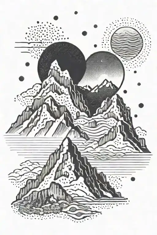 Mountain and Heart tattoo design idea