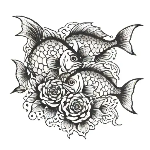 fish and bastards, son and daughter Arina Maxim tattoo design idea