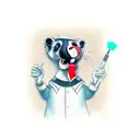 A weasel dressed as a referee blowing a whistle tattoo design idea